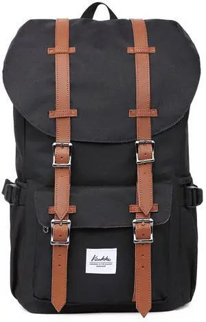 KAUKKO Travel Laptop Backpack Outdoor Rucksack Causal backpack Fits 15.6"(Nylon Black)