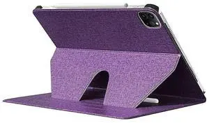 SaharaCase Multi-Angle Case for Apple iPad Pro 12.9 (4th, 5th, and 6th Gen 2020-2022), iPad Air 13" (2024) [Shockproof Bumper] Rugged Protection Antislip Leather Kickstand (Purple)