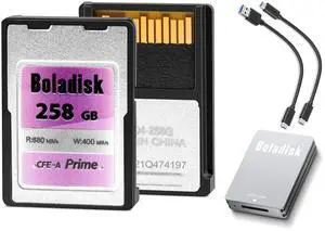 258G CFexpress Type A Memory Card with Card Reader, High-Performance Type A Card, Up to 880MB/s Read & 900MB/s Write Speed, for 4K/8K Video/Photo, with Sony Alpha Sony FX Cameras, Boladisk