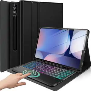Touchpad Keyboard Case for Samsung Tab S10 Ultra/S9 Ultra/S8 Ultra 14.6 Inch, 3-Zone Backlight Detachable Wireless Keyboard & PU Case for 14.6 Galaxy Tab S10 Ultra 2024/S9 Ultra 2023/S8 Ultra 2022