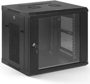 Professional Grade Welded Unibody 9U Wall Mount Network Cabinet, No Assembly Needed, 450mm Deep, Lockable, High 440 lbs Capacity, Ventilated, Ideal for NAS and Servers