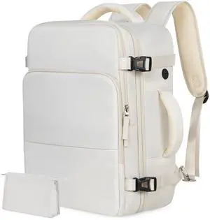Rinlist Travel Backpack for Men Women, Carry on Backpack Flight Approved, Personal Item Backpack Bag on Airplanes,Backpacks for Traveling, Travel Essentials,Beige