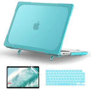 TWOLSKOO for MacBook Pro 16 Case 2024 2023 2021 M3 A2991 M2 A2780 M1 A2485 Pro Max Chip, Heavy Duty Rugged Shockproof Hard Shell Dual Layer Protective Cover with Fold Kickstand, Mint