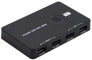 NFHK KVM USB 2.0 & HDMI 4K Switch Selector Dual PCs Sharing Monitor HDTV USB Port Keyboard Mouse Scanner Printer