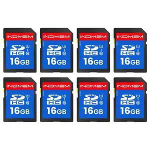 INDMEM SD Card 16GB, 8 Packs Class 10 16GB Flash Memory Card MLC Standard Secure Digital Cards Camera Card