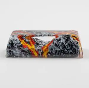 Custom Volcano Shine Through Resin Artisan Keycaps - 2.25U Shift Enter Translucent Keycaps for Mechanical Keyboard