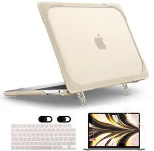 MEEgoodo for MacBook Air 13.6 inch Case 2025 2024 2022 (A3240/A3113/A2681) with M4/M3 M2, Laptop Hard Shell for MacBook Air 13", Cover with Heavy Duty Rugged Shockproof Kickstand, Khaki