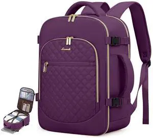 LOVEVOOK Carry on Backpack, 30L Travel Backpack for Women Airline Approved,Luggage Business Weekender Overnight Daypack as Personal Item fit for 15.6 inch Laptop,Purple