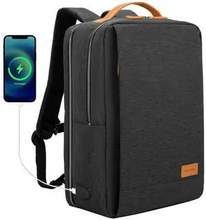 NOBLEMAN Travel Laptop Backpack Women Men, Slim Durable Computer Work Carry on Backpack with Laptop Luggage Sleeve for Airplanes, Business College Backpack with USB Port Fits 17 Inch Laptop(Black)