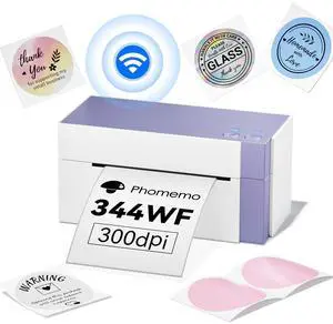 Phomemo 344WF Shipping Label Printer, [Upgraded] WiFi 300DPI Thermal Labels Printer for Shipping Packages, 4x6 Label Printers Compatible with iOS, Android and PC Etsy Ebay USPS, IF Design Award 2024