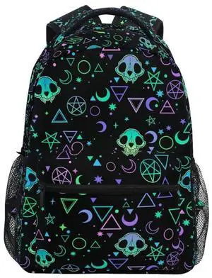 MNSRUU School Backpack Magic Skulls College Knapsack Laptop Rucksack Business Travel Computer Bookbags for Adult Teen One Size