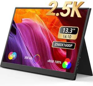 MNN 2.5K Portable Monitor 13.3" 2560x1600P UHD USB-C HDMI Laptop Monitor, 100% sRGB IPS Computer Gaming Display HDR Travel Monitor w/Speakers & Smart Cover for Laptop Xbox PS5 Switch PC Phone