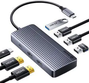 QUUGE Docking Station Dual Monitor 2 HDMI, 7 in 1 USB C Hub with Dual HDMI 4K, PD Charging, 5Gbps USB 3.0, 3 USB2.0, USB C Docking Station for MacBook Pro/Dell XPS/HP/Lenovo/Surface/Yoga etc