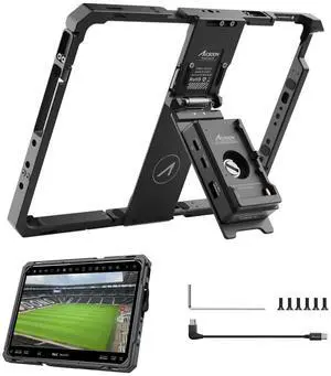 Accsoon PowerCage II for iPad 7,8,9,10,11, Air 3,4,5,6,7 iPad Pro 10.5 inch,11inch Gen1,2,3,4(M4) with NP-F Battery Plate Adapter, 1/4'' Screw Hole Protective Cage, Use SeeMo/4K/CineView to Livestream