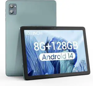 WDYQJE 10.1 Inch Android Tablet, Android 14 Tablets with 128GB+8(4+4 Expand) GB, 2.4+5G WiFi Tablet PC with FHD IPS Touch Screen, Dual 13MP+5MP Camera, Dual Stereo Speakers, Bluetooth5.0, GPS
