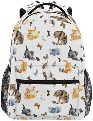 Nander Laptop Travel Backpack Cute Cats Hunts On Butterfly Large Capacity Business College Student School Bookbags
