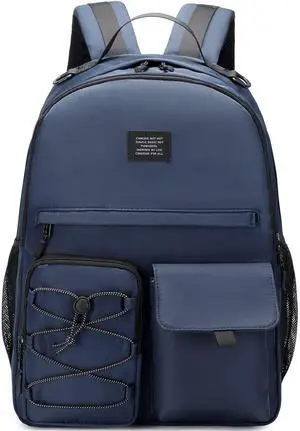 Lohol Water Resistant Backpack for Travel School Work, Casual Daypack with Anti Theft Pocket for Teen Girls Boys (Navy)