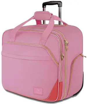 MATEIN Rolling Briefcase for Women, Large Rolling Laptop Bag with Wheels Fits 17 Inch Notebook Gifts for Office Women, Water Resistant Teacher Work Computer Travel Carry on Nurse Bags on Wheel, Pink