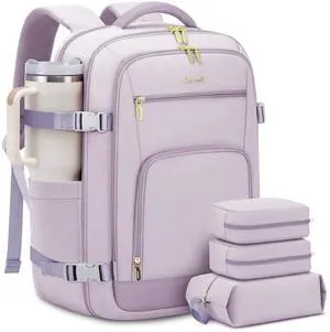 LOVEVOOK Travel Backpack For Women Flight Approved, 50L Large Carry On Backpack For Airplanes, Personal Item Travel Bag, Waterproof 18 Inch Laptop Backpack For Business Weekender Overnight, 4Pcs Set