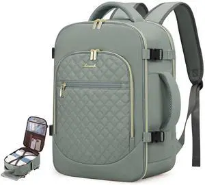LOVEVOOK Carry on Backpack, 30L Travel Backpack for Women Airline Approved,Luggage Business Weekender Overnight Daypack as Personal Item fit for 15.6 inch Laptop,Gray Green