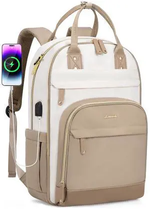 LOVEVOOK Backpack for Women,Laptop Backpack Women,Fits 17 Inch Laptop Bag,School Backpacks,Fashion Travel Work Anti-theft Bag,Waterproof Business Computer College Backpack Purse,Beige-Khaqi