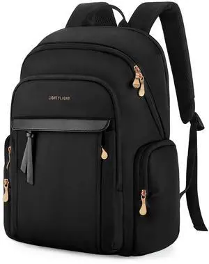 LIGHT FLIGHT Laptop Backpack for Women, 15.6 Inch Work Bag Business Backpack with laptop compartment, Water Resistant Travel Bags Casual Daypacks for College, Large Capacity Backpacks for Travel-Black