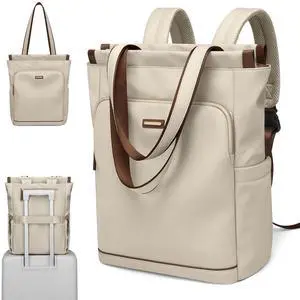 GOLF SUPAGS Convertible Laptop Backpack for Women Casual Daypack Notebook Tote Bag for Work College Travel Leisure (Apricot)