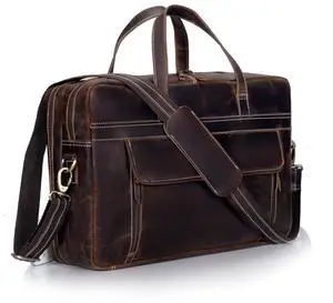 18 Inch Full Grain italian Leather Briefcase for Men, Top Choice Gifts, Handcrafted Laptop Bag with Multiple Compartments and Brass Hardware, Fits 18 Inch Laptop