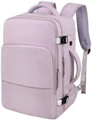 Hanples Large Travel Laptop Backpack for Men Women, Light Purple, 16 Inch Laptop Compartment