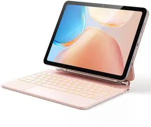 GreenLaw for iPad 11th(A16,2025)/10th(2022) Generation Case with Keyboard, Magic-Style Keyboard Stand, 7 Color Backlit, Stain-Resistant Surface, Multi-Touch Trackpad, Blush Pink