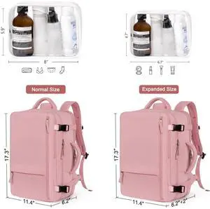 Hanples Carry On Travel Backpack for Women, Large 40L Person Item Luggage Backpack,17inch Laptop Backpack TSA Flight Approved, Travel Essentials Casual Daypack with 2 Toiletry Bag