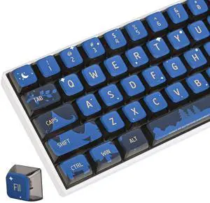 Camping ASA Pudding Custom keycap, 118 Key PBT Sublimation Blue Key Cap Set for Cherry/Gatron MX switches 60 Percent/64/61 Gaming Mechanical Keyboard(Camping Blue)