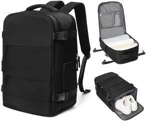 coowoz Travel Backpack Carry On for Women Man Black Gym Backpack with Laptop Compartment Mochila de Viaje Teacher Personal Item Backpacks Rucksack Airplane Accessories Must Haves Small