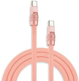 chubbycable Chubby 2.0 Fast Charging Cable Durable Soft Silicone USB C Cable 240W Extra Thick Phone Charger Cord Data Transfer Cord, Pink+Pink, Type-C to Type-C, 16.4 FT