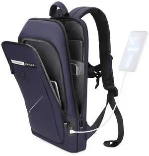 Caoroky knight Backpack Laptop Men 15.6 inch Slim Work Business Backpacks with USB Charging Port Mens Travel Bag Bookbag (Blue, Medium)
