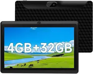 BYANDBY Tablets Android, 7 inch Tablets, 4GB+32GB/1TB Expand, 2.4G+5G+Wi-Fi 6, Dual Camera, 3000 mAh, BT, GMS, Games, Work(Black)