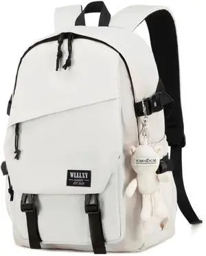 Caoroky knight College School Bag for Men Women Laptop Backpack 15.6 Inch Anti Theft Travel Daypack Large Elementary Middle High Bookbags for Teens Girls Boys Students-Large,off-white