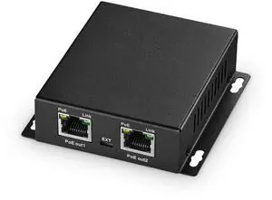 Gigabit PoE Extender Passthrough Switch, 1 PoE in 2 PoE Out, IEEE802.3af/at/bt PoE Powered Max 60W, Hi-PoE 90W, 10/100/1000Mbps, Metal Small Wall Mount PoE Extender/Injector/Network Extender