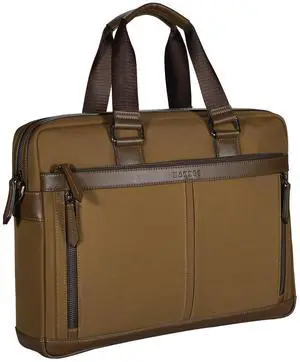 Banuce Slim Briefcase for Men Waterproof Nylon Stylish 14 Inch Laptop Bag Business Work Bag Brown