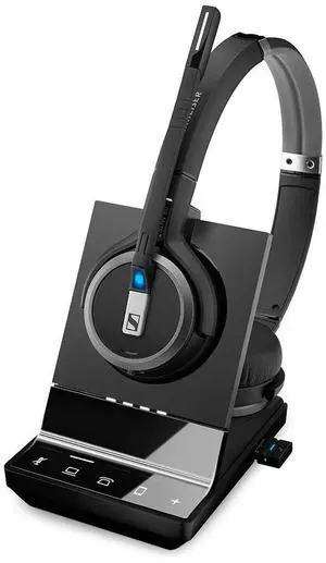 Sennheiser SDW 5066 (507024) - Double-Sided (Binaural) Wireless Dect Headset for Desk Phone Softphone/PC & Mobile Phone Connection Dual Microphone Ultra Noise Cancelling, Black