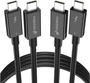 Fosmon 100W Thunderbolt 4 Cable, Fast Charging USB C to USB C Cable, Support 8K Display, Intel Certified, 40Gbps for iPhone 16/15, iPad Pro, MacBook Pro Air, Samsung Galaxy, Tablets - 3.3ft/2Pack