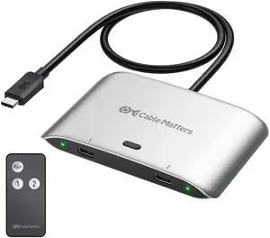 Cable Matters 20Gbps USB C Switch for 2 Computers, Supports Up to 8K@30Hz on Windows, 4K@60Hz on macOS, 140W PD, for Sharing a USB-C/Thunderbolt 4 Monitor or Dock, Works with Thunderbolt 4/5 Laptops