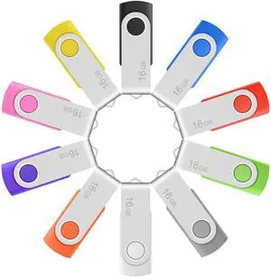 Enfain 32GB USB 2.0 Flash Drive Assorted-10-Color 10 Pack Thumb Drive for Data Storage and Distribution, User-Friendly Packaging for Back-to-School Gift, Personal Use and Office Use