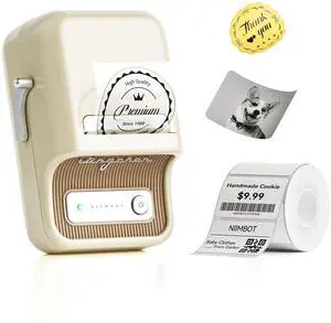 NIIMBOT B21 Label Maker, Portable Bluetooth Label Printer for Small Business, Sticker Maker with Tape for Gift Barcode, Clothing, Retail, Bakery, Mailing, Candles, Jewelry, Craft Organizing,White