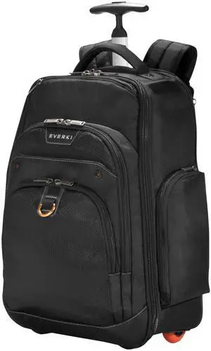 Everki Atlas Wheeled Laptop Backpack, 13 to 17.3-Inch Adjustable Compartment, Backpack on Wheels for Adults, Rolling Backpack Carry-on Luggage,Travel Back Pack, Business Professional, (EKP122) Black