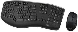 Adesso WKB-1600CB TruForm Media Wireless Ergonomic Keyboard & Optical Mouse Combo with 24 GHz RF Technology, Split Design, Adjustable DPI, and Multimedia Hotkeys