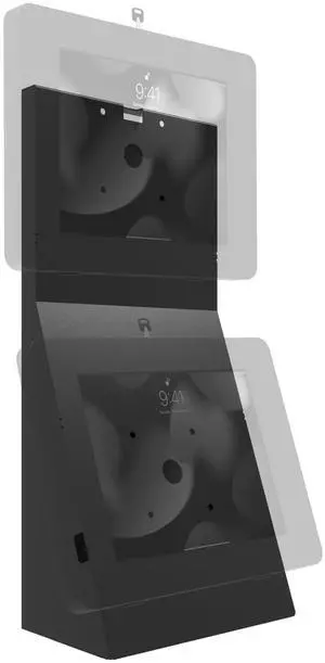 CTA Digital Dual Tablet Mount  CTA Dual VESA Desk Mount with Storage Compartment for use Security Enclosures and Other 75 x 75 and 100 x 100 Compatible VESA Mounts (ADD-2VDMB) - Black