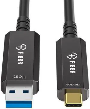 FIBBR Fiber Optic USB 3.2 Cable 33ft - 10Gbps Ultra Speed USB A to USB C Cable, Ideal for Webcams, VR/AR Gear, Projectors & TVs