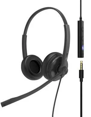 Yealink UH34 USB Headset with Mic,USB-A 3.5mm Jack Wired Headphones with Noise Cancelling Microphone,in-line Control for Mac PC Laptop Home Office Online Class