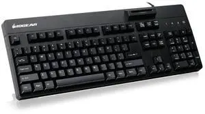 IOGEAR 104-Key Keyboard w/ Built-in Common Access Card Reader -TAA Compliant - Government Healthcare Banking Entertainment Secure Network Login -CAC/Smart Card Reader - GKBSR202TAA